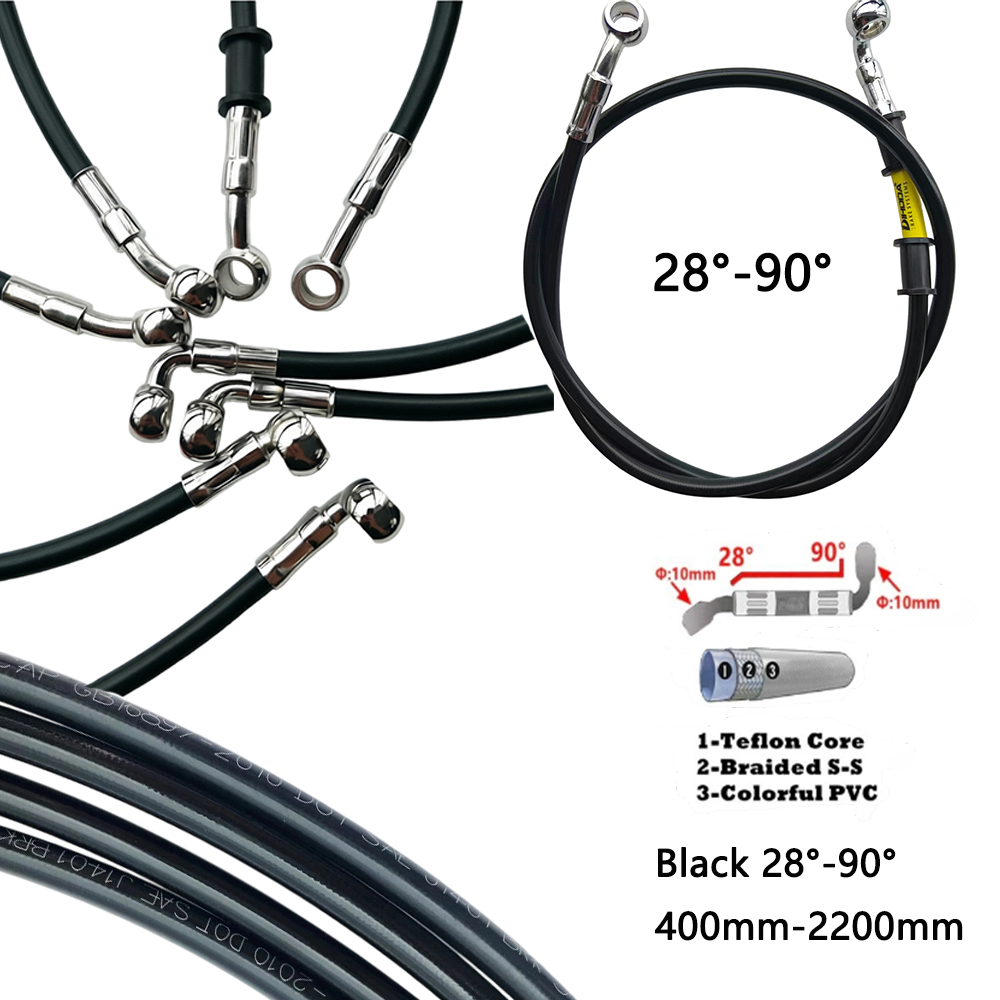 Black 28°-90° Degree Hydraulic - Motorcycle Brake Cable 评论和价格